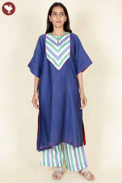 Chanderi Silk Kurta And Pant Set In Block Print