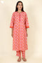 Cambric Cotton Kurta And Pant Set In Block Print