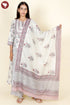 Chanderi Silk Kurta Pant With Dupatta In Floral Block Print
