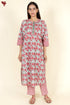 Cambric Cotton Kurta Pant With Dupatta In Floral Block Print