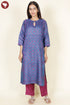 Tussar Kurta Pant With Dupatta In Block Print