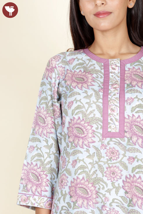 Bizzy Lizzy Kurta Pant With Dupatta In Floral Block Print