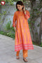 Tussar Cotton Kurta And Pant Set In Floral Block Print