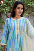 Cambric Cotton Kurta Pant With Dupatta In Striped Block Print