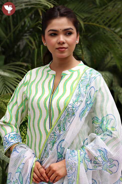 Bizzy Lizzy Kurta Pant With Dupatta In Block Print
