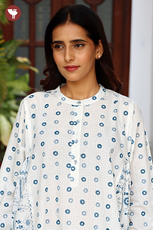 Cambric Cotton Kurta And Pant Set In Block Print