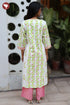 Cotton Strip Kurta And Pant Set in Floral Block Print