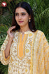 Terry Voile Kurta Pant With Dupatta In Floral Block Print