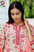 Terry Voile Kurta Pant with Dupatta in Floral Block Print