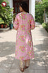 Terry Voile Kurta Pant with Dupatta in Floral Block Print
