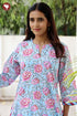 Cambric Cotton Kurta And Pant Set In Floral Block Print