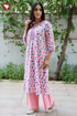 Cambric Cotton Kurta And Pant Set In Floral Block Print