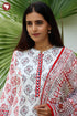 Bizzy Lizzy White Kurta Pant with Dupatta In Floral Block Print