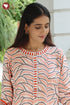 Bizzy Lizzy White & Rust Kurta Pant with Dupatta in Block Print