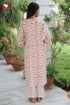 Bizzy Lizzy White & Rust Kurta Pant with Dupatta in Block Print