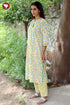 Terry Voile Kurta Pant With Dupatta Set in Floral Block Print