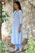 Terry Voile Kurta Pant With Dupatta Set in Floral Block Print
