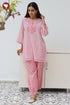 Mul Mul Cotton Kurta and Pant Set in Hand Screen Print