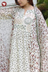 Mul Mul Cotton Kali Style Kurta Pant with Dupatta in Geometric Block Print