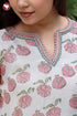 Chanderi Silk Kurta Pant with Dupatta in Pomegranate Block Print