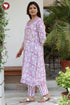 Chanderi Silk Kurta Pant With Dupatta In Floral Block Print