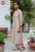 Chanderi Silk Kurta Pant with Dupatta in Zari Floral Block Print