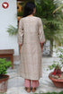 Chanderi Silk Kurta Pant with Dupatta in Zari Floral Block Print