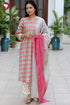Chanderi Silk Kurta Pant & Dupatta Set in Block Print