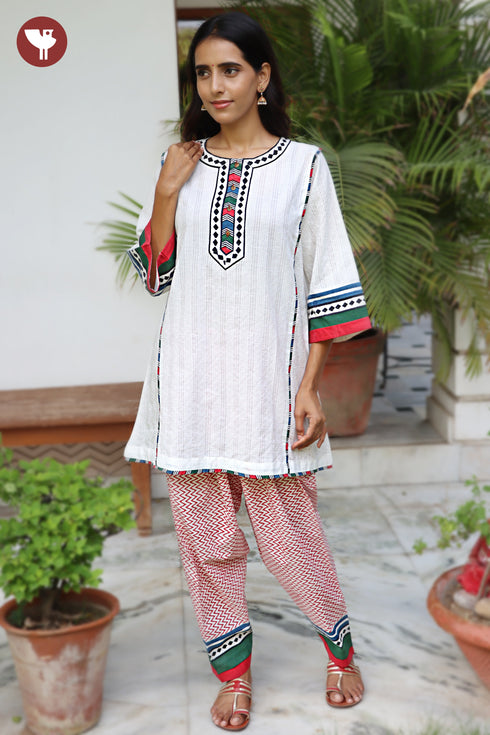 Tagai Cotton Kurta and Pant Set in Block Print