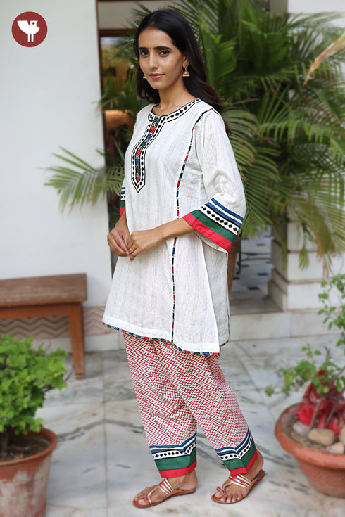 Tagai Cotton Kurta and Pant Set in Block Print