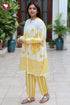 Slub Cotton Lemon & Yellow Kurta And Pant Set in Block Print