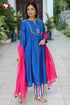 Chanderi Silk Kurta Pant & Dupatta Set in Floral Block Print