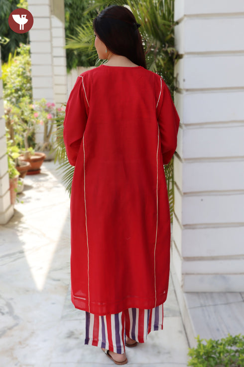 Chanderi Silk Kurta & Pant Set with Embroidery