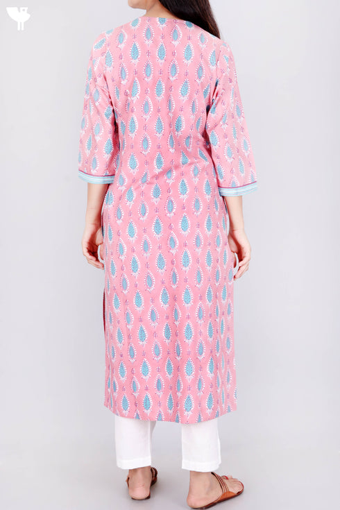 Bizzy Lizzy Kurta With Chiffon Dupatta in Block Print
