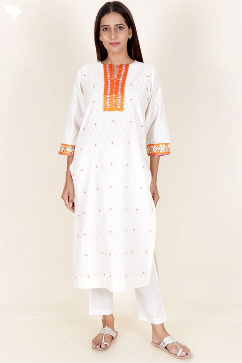 Banarasi Cotton Kurta With Chanderi Silk Dupatta