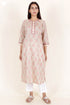 Terry Voile Kurta With Kota Dupatta In Floral Block Print