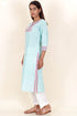 Cambric Cotton Kurta With Kota Dupatta In Floral Block Print