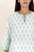 Cambric Cotton Kurta With Kota Dupatta In Floral Block Print