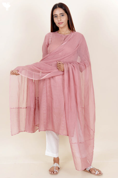 Cotton Kurta And Dupatta Set With Block Print