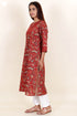 Cambric Cotton Kurta And Mulmul Dupatta With Block Print
