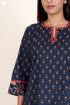 Cambric Cotton Kurta And Mulmul Dupatta With Block Print