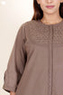 Cotton Pintucked Kurta In Brown