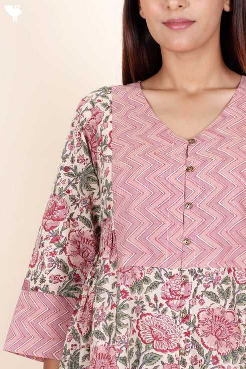 Cambric Cotton Dress In Block Print