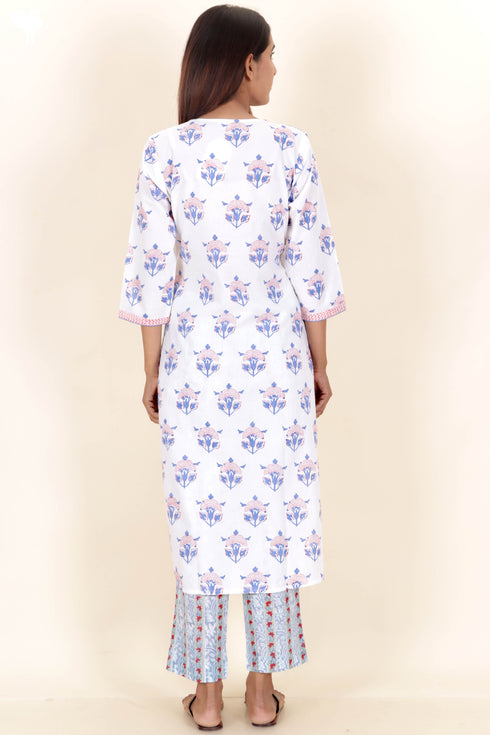 Cambric Cotton Kurta In Block Print