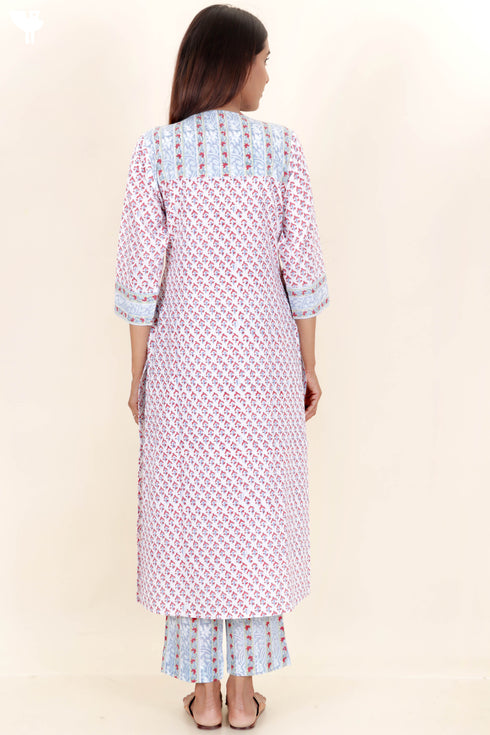 Cambric Cotton Kurta In Block Print