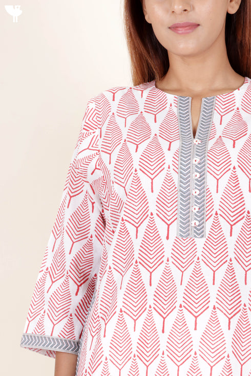 Cambric Kurta In Block Print