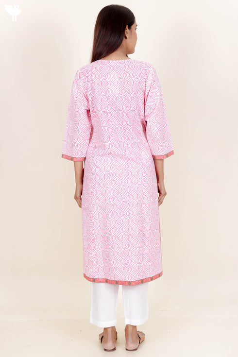 Cambric Cotton Kurta In Block Print