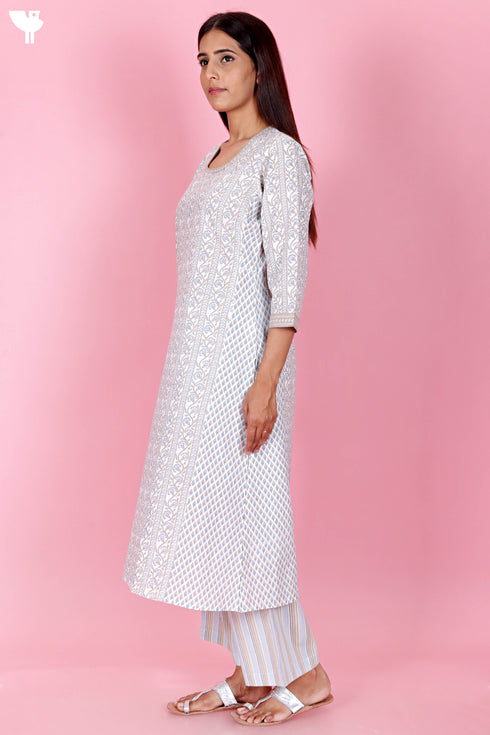 Cambric Cotton Kurta In Floral Print