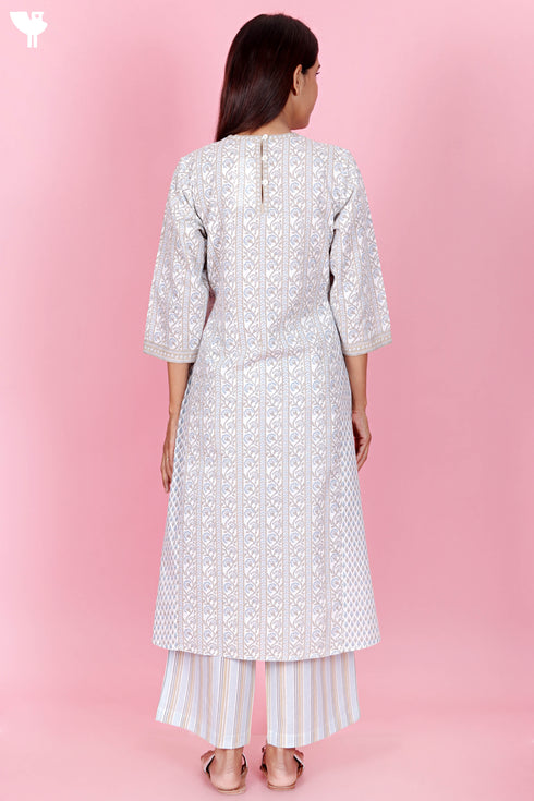 Cambric Cotton Kurta In Floral Print