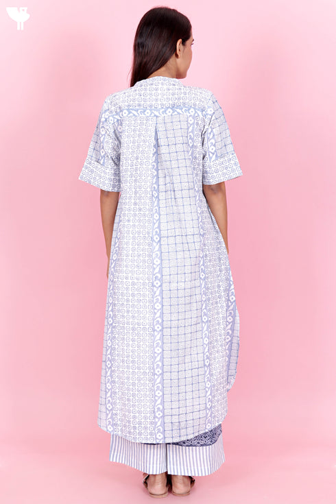 Cambric Cotton Kurta In Floral Block Print